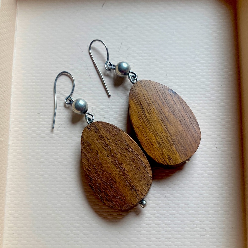 Elegant Wooden Drop Earrings